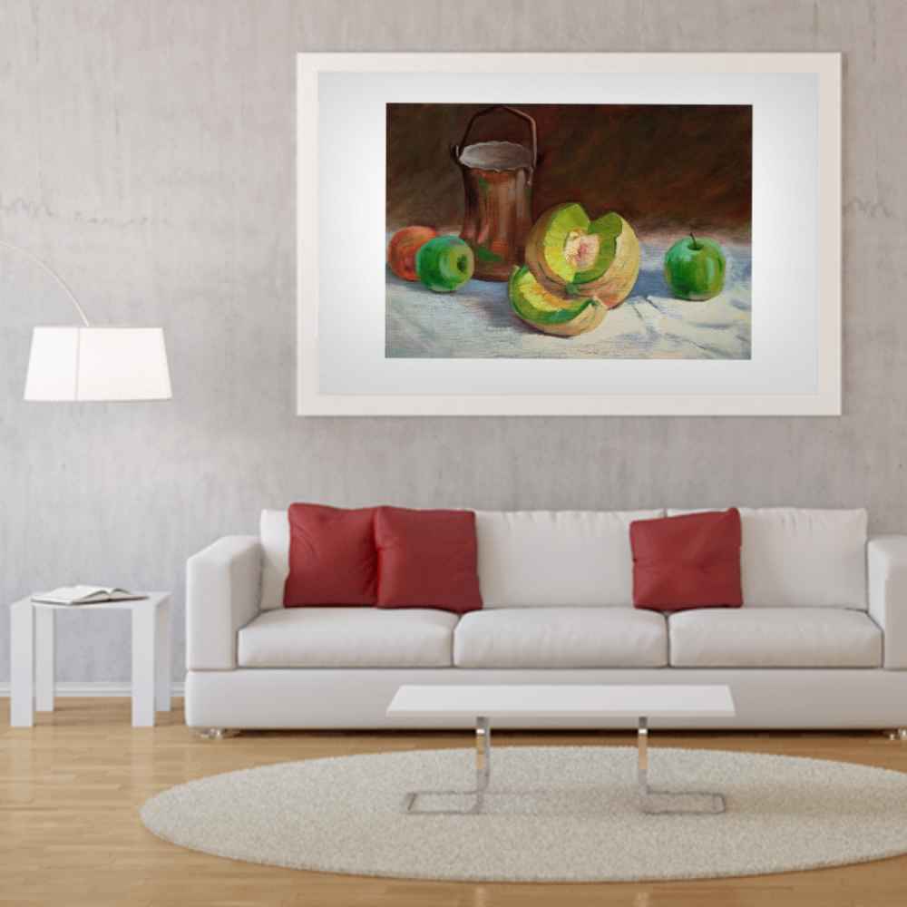 الرسم التصويري الزيتي الواقعية الأصلي على الورق المقوى – فواكه