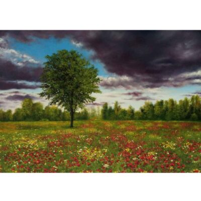 الرسم التصويري الزيتي الفني الأصلي – منظر ربيعي