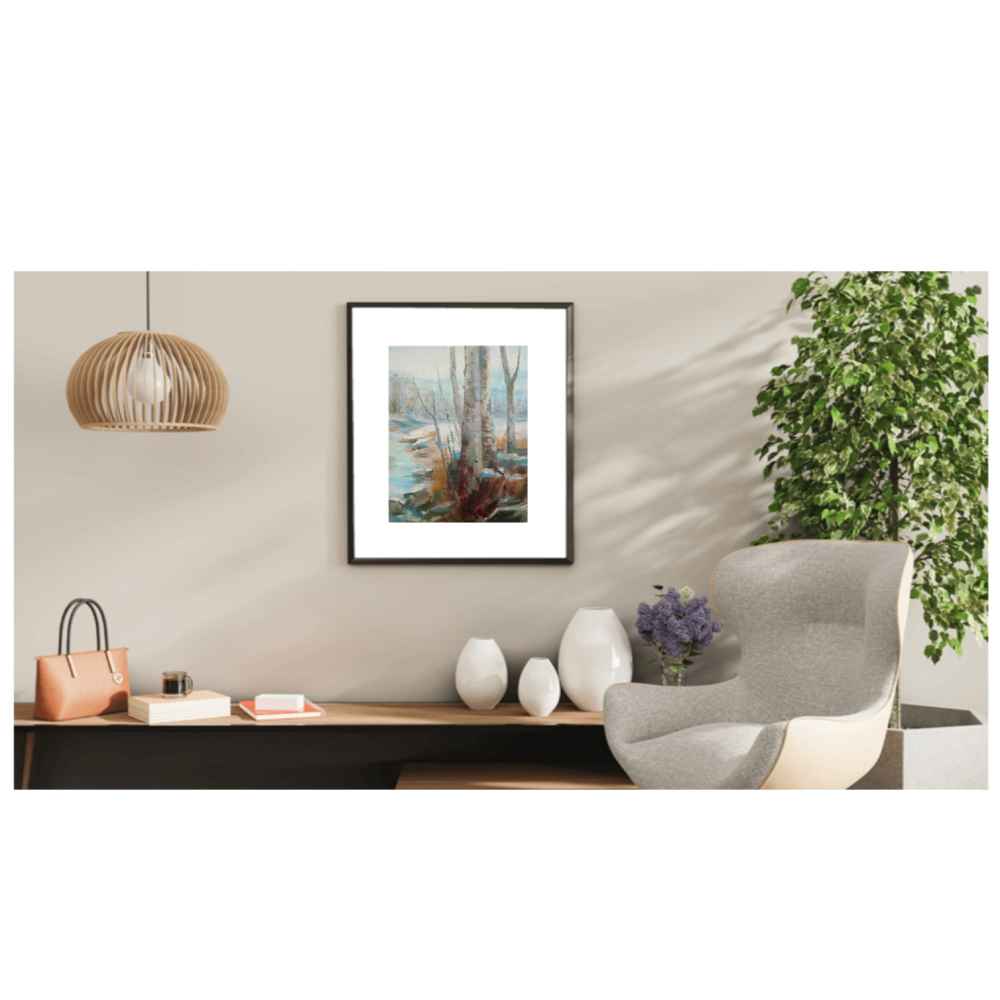 الرسم التصويري الزيتي الفني الأصلي – منظر شتوي