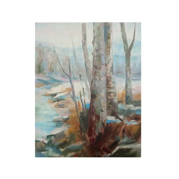 الرسم التصويري الزيتي الفني الأصلي - منظر شتوي