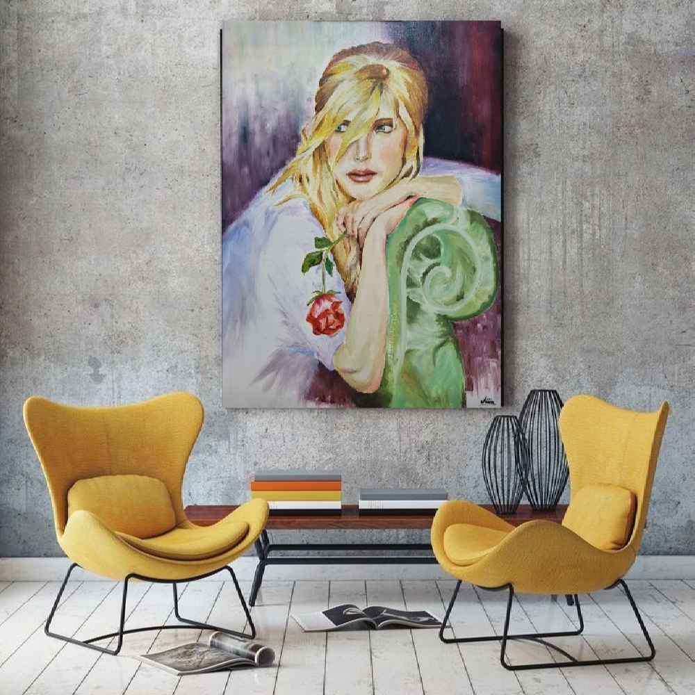 الرسم التصويري الزيتي الواقعي الأصلي على قماش – امرأة