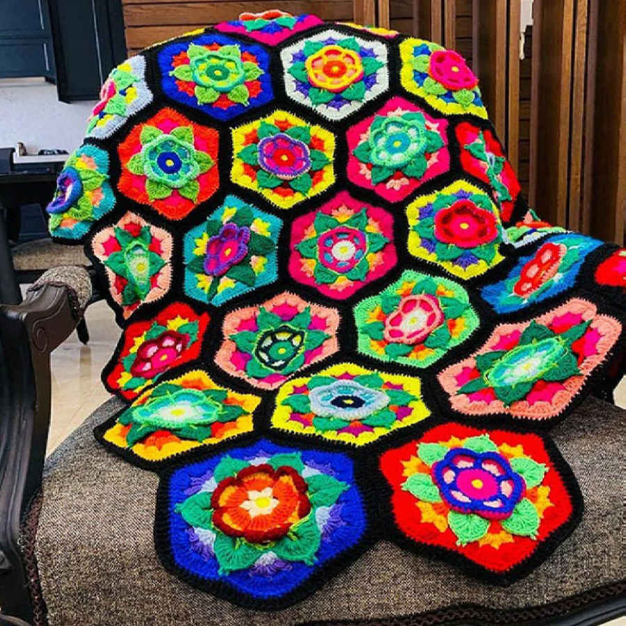 لحاف كروشيه للكنبة والسرير بوهو متقلب سينا