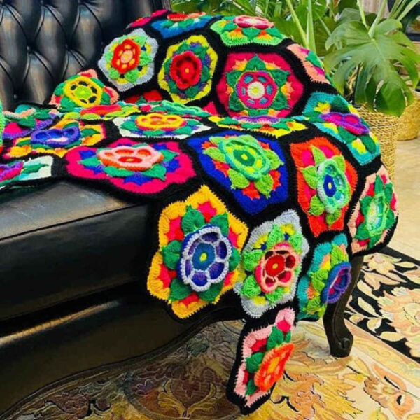 لحاف كروشيه للكنبة والسرير بوهو متقلب سينا