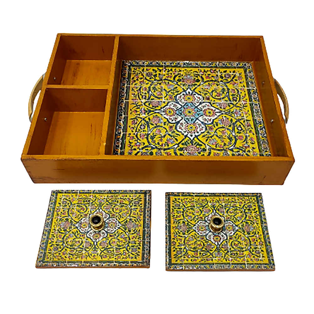 صينية خشبية فارسية – داريا | رائعة لتقديم الشاي أو الوجبات الخفيفة