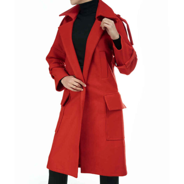 معطف قطني أنيق ذو صدرين للنساء – 36903