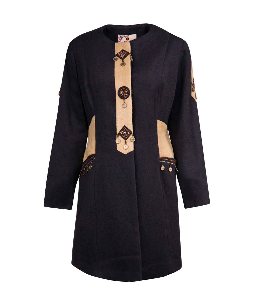 معطف صوفي ذو صدرين للنساء – 54634