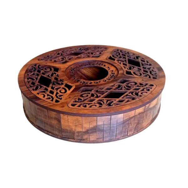 صندوق منظم لأكياس الشاي الخشبية مع مسخن فريدة