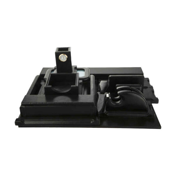 مجموعة منظمات مكتبية من الجلد الأسود - 10 قطع