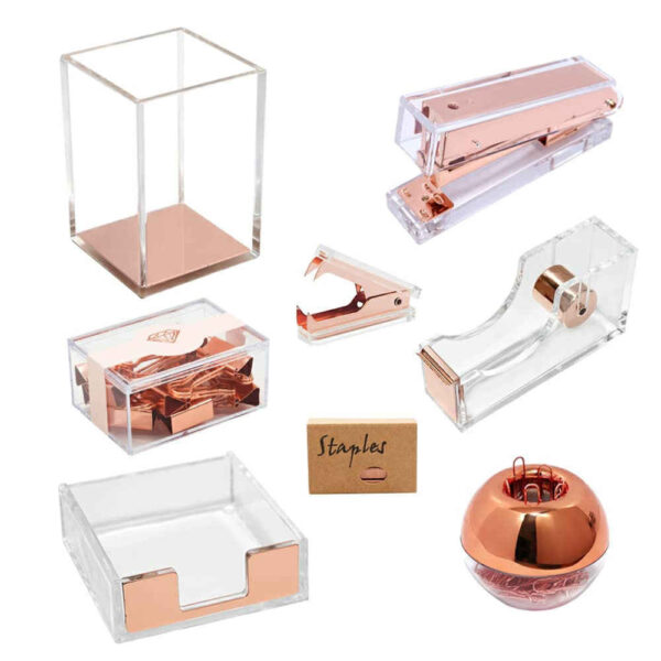 مجموعة منظمات مكتبية من الجلد الأسود - 10 قطع