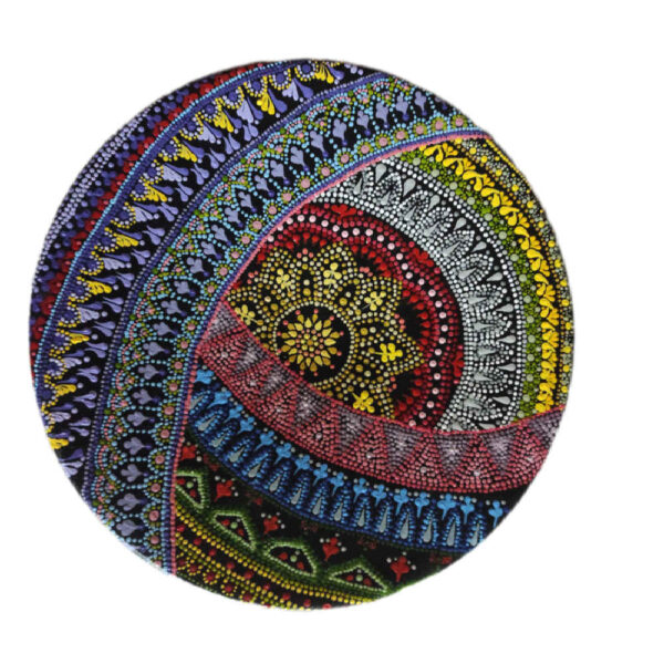 طبق فخار مزخرف مرسوم يدوياً بفن النقاط أبان