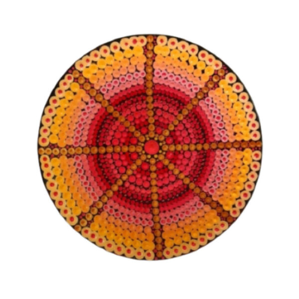 طبق فخار مزخرف مرسوم يدوياً بفن النقاط هستي