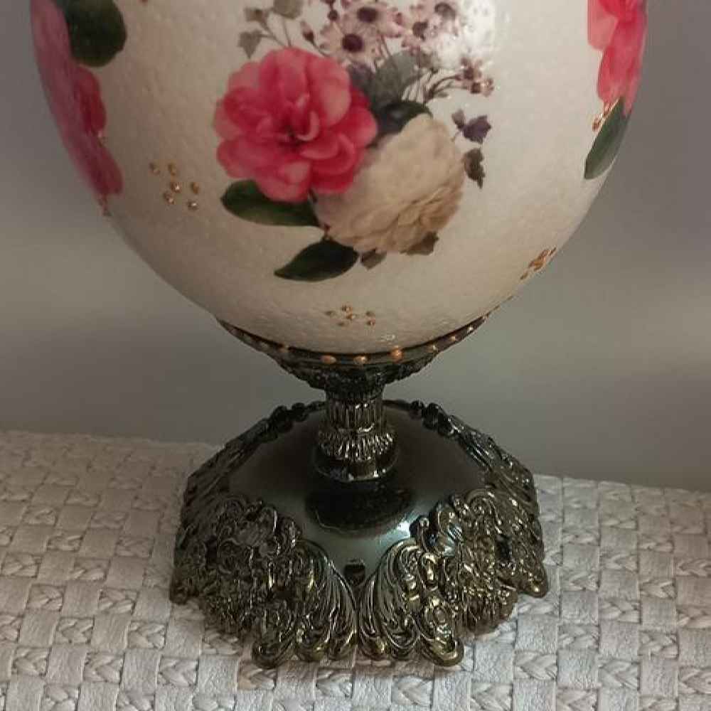 بيض النعام الزخرفي الإيراني المزخرف يدويًا – گل