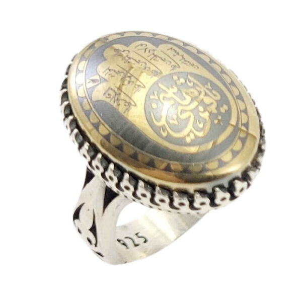 خاتم فضة الهيماتيت الإسلامي حجر الحديد للرجال العباس