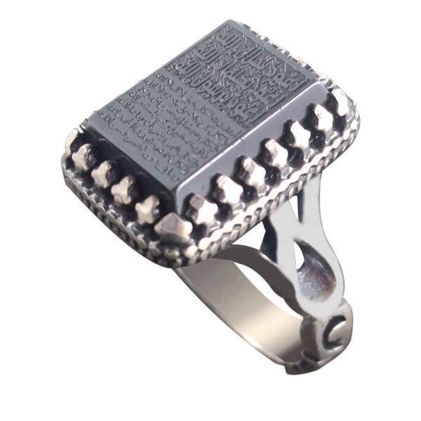 خاتم فضة الهيماتيت الإسلامي حجر الحديد للرجال حامي