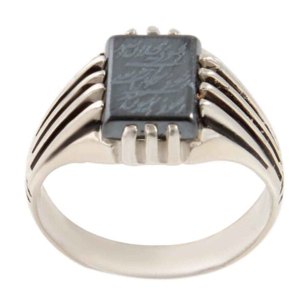 خاتم فضة الهيماتيت الإسلامي حجر الحديد للرجال زيبا