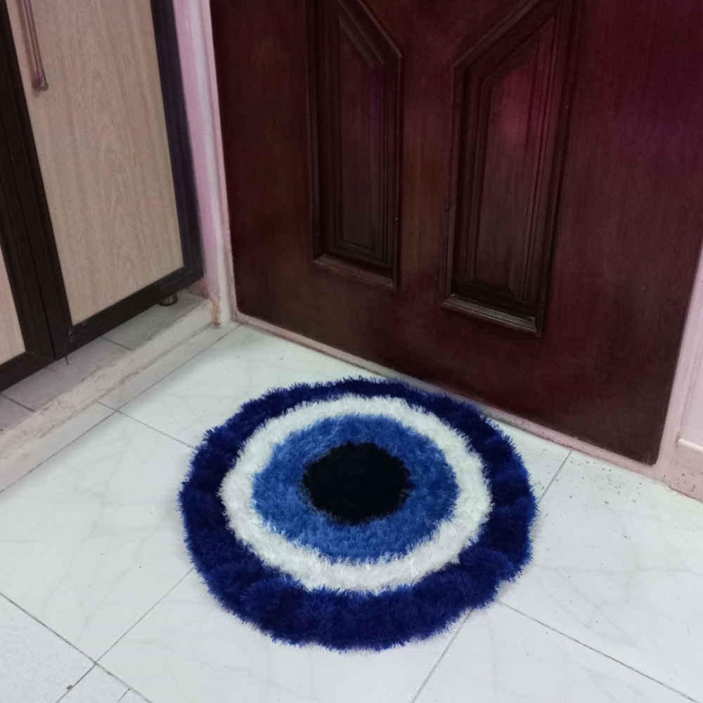 سجادة أرضية مكرامية مصنوعة يدويًا من بوهو – نمط العيون الشريرة