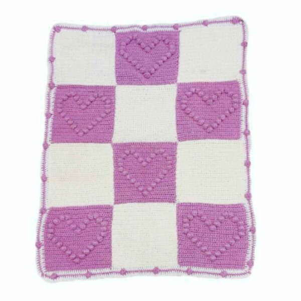 سجادة أرضية مكرامية مصنوعة يدويًا من بوهو – نمط قلب