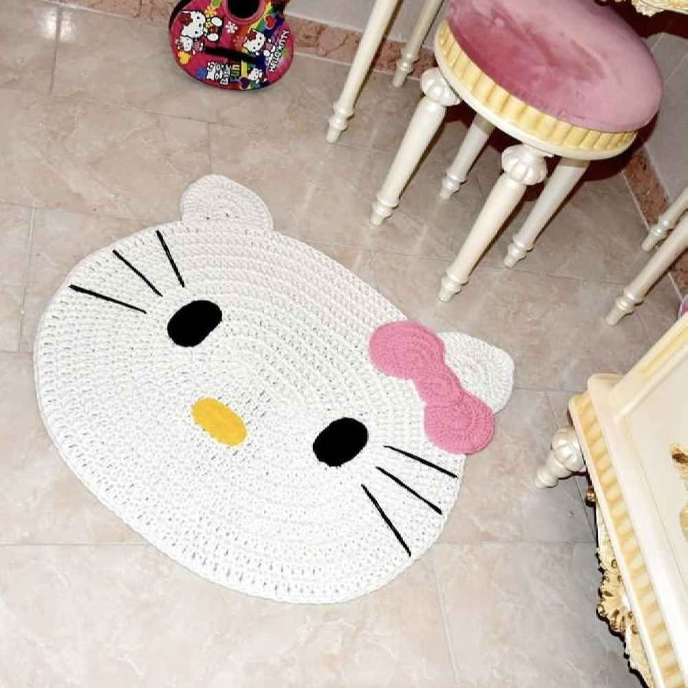 سجادة أرضية مكرامية مصنوعة يدويًا من بوهو – تصميم قطط