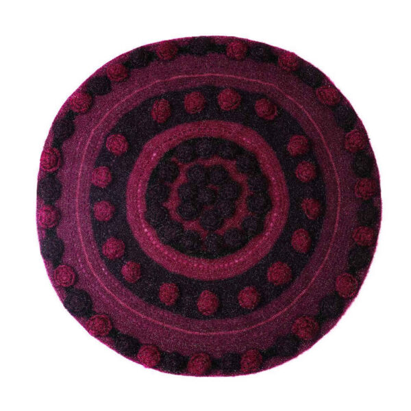 سجادة أرضية مكرامية مصنوعة يدويًا من بوهو – نمط وردة