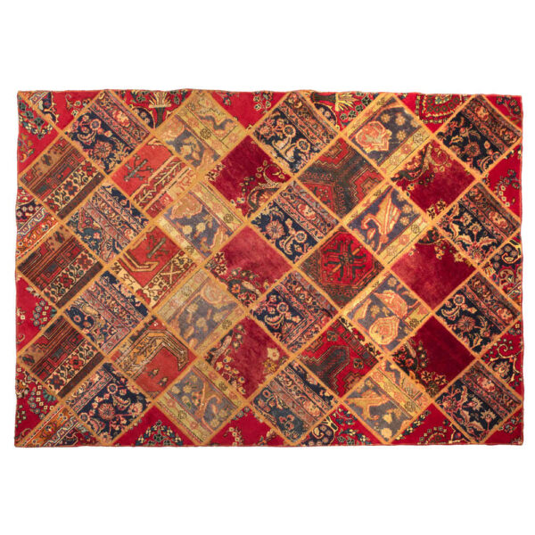 سجادة مرقعة إيرانية قديمة محبوكة يدويًا بنمط كاتايون