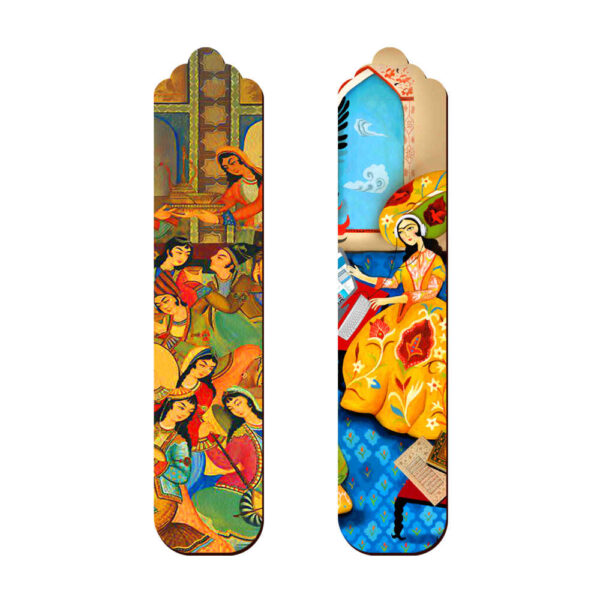 فاصل كتاب خشبي مستوحى من الفن الإيراني - بانو - مجموعة من 2