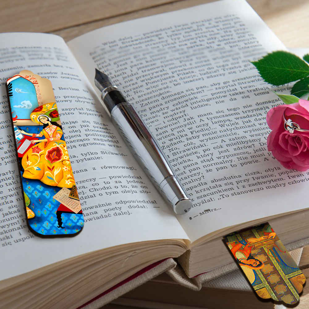 فاصل كتاب خشبي مستوحى من الفن الإيراني – بانو – مجموعة من 2