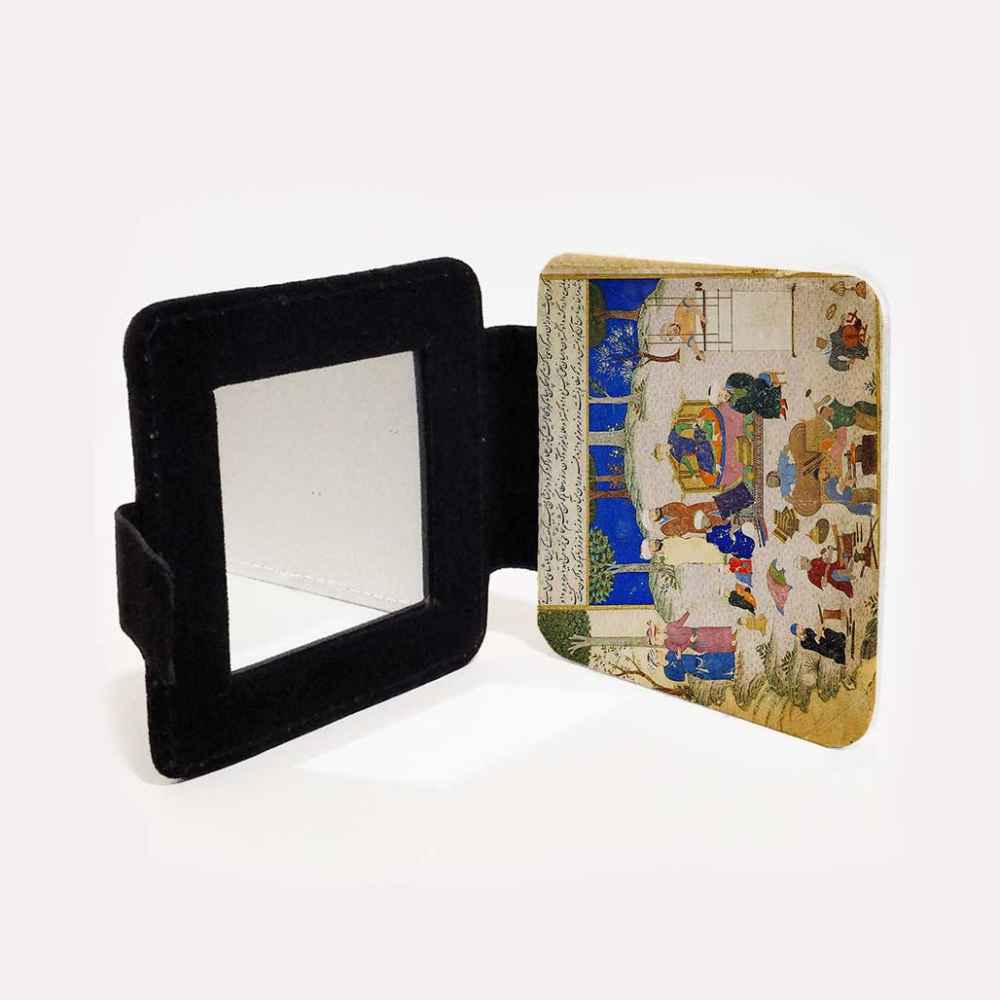 مرآة جيب بنقشة نكار مستوحاة من الفن الإيراني