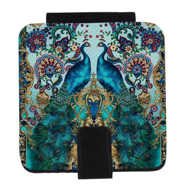 مرآة جيب بنقشة طاووس مستوحاة من الفن الإيراني