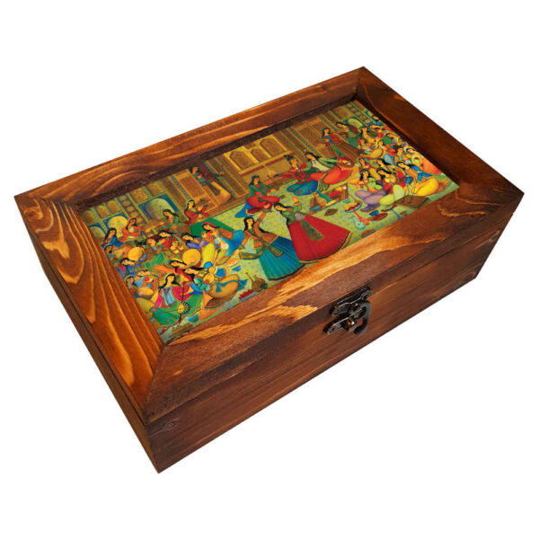 صندوق تخزين أدوات المائدة الخشبي نموذج رغص