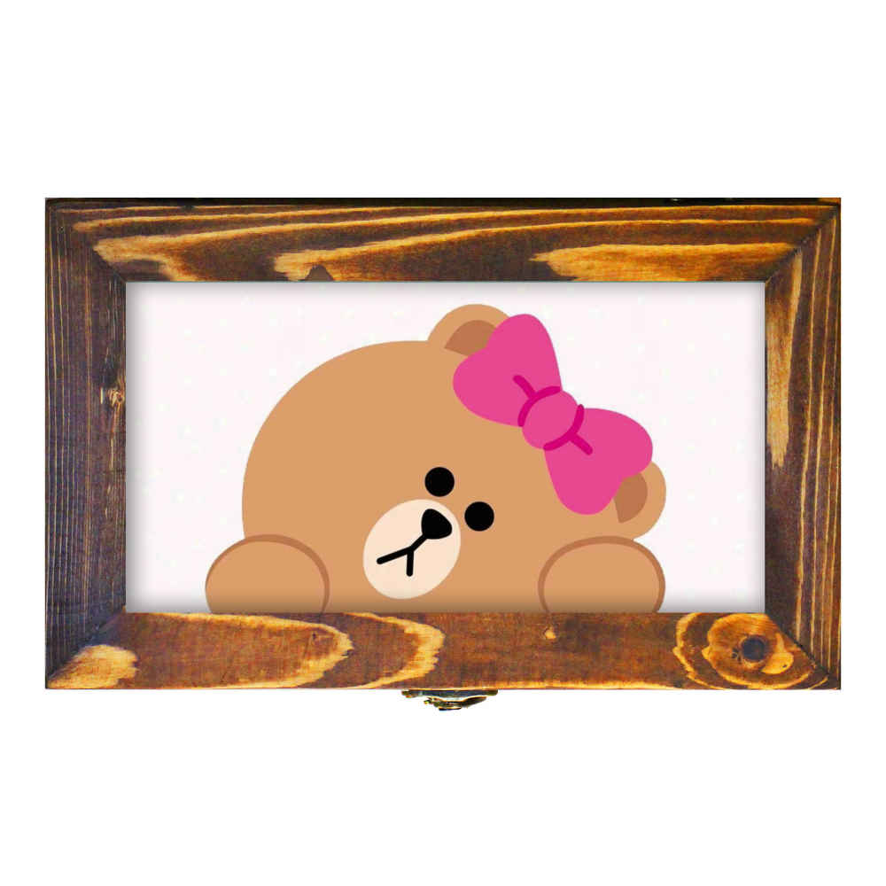 صندوق تخزين أدوات المائدة الخشبي نموذج الدب اللطيف