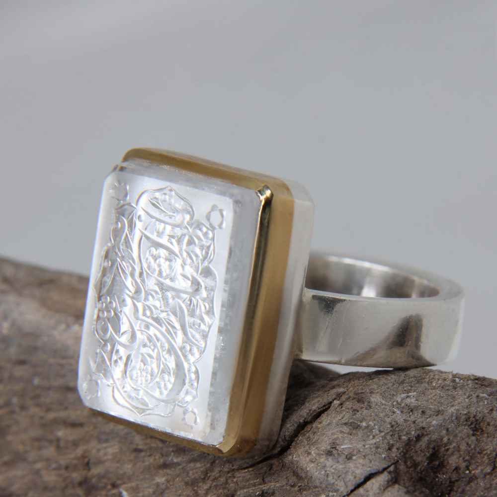 خاتم درّ النجف فضة إسلامي للرجال – يا إمام حسين