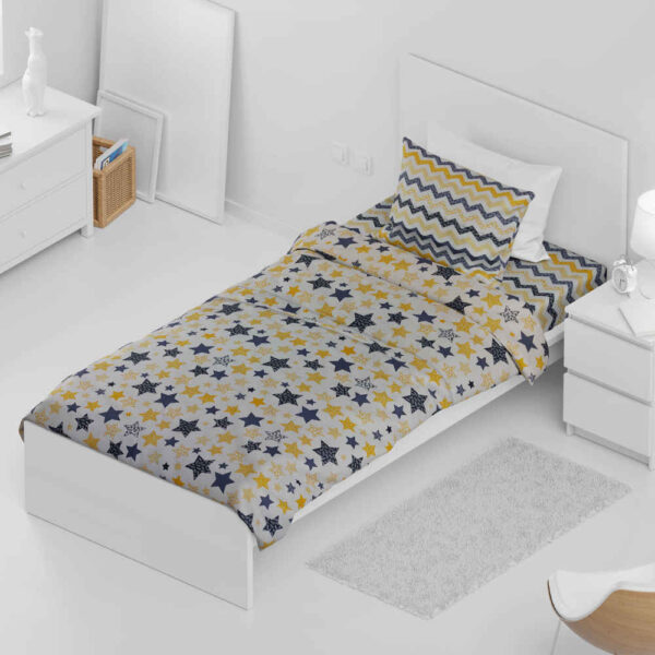 غطاء لحاف مزدوج من القطن والبوليستر – ناعم جدًا، طراز نجوم