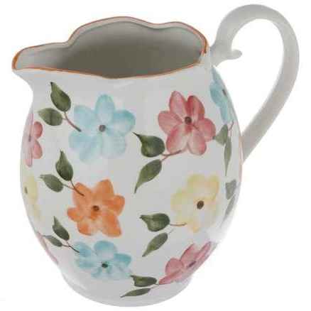 إبريق فخاري مصنوع يدويًا بتصميم زهري بهار