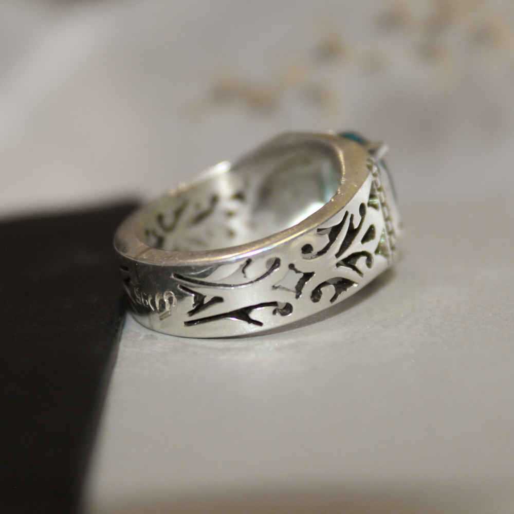 خاتم فضة توباز أزرق إيراني للرجال – والا