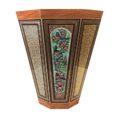 سلة نفايات خشبية إيرانية – طراز خاتمكاري گلستان