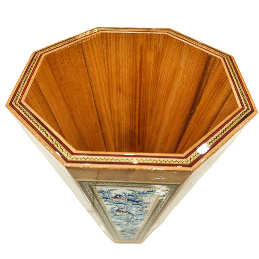 سلة نفايات خشبية إيرانية – طراز خاتمكاري كيارش