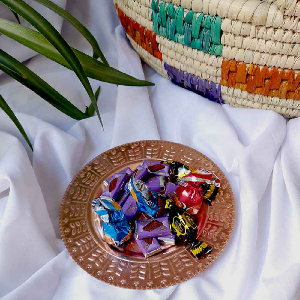 طبق تقديم العشاء النحاسي الإيراني – طراز أتريسا