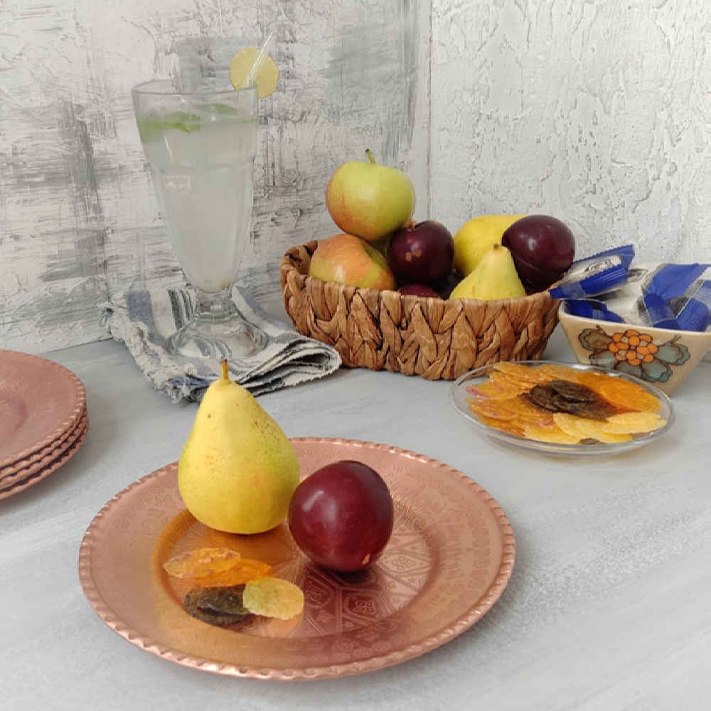 طبق تقديم العشاء النحاسي الإيراني – طراز أترين