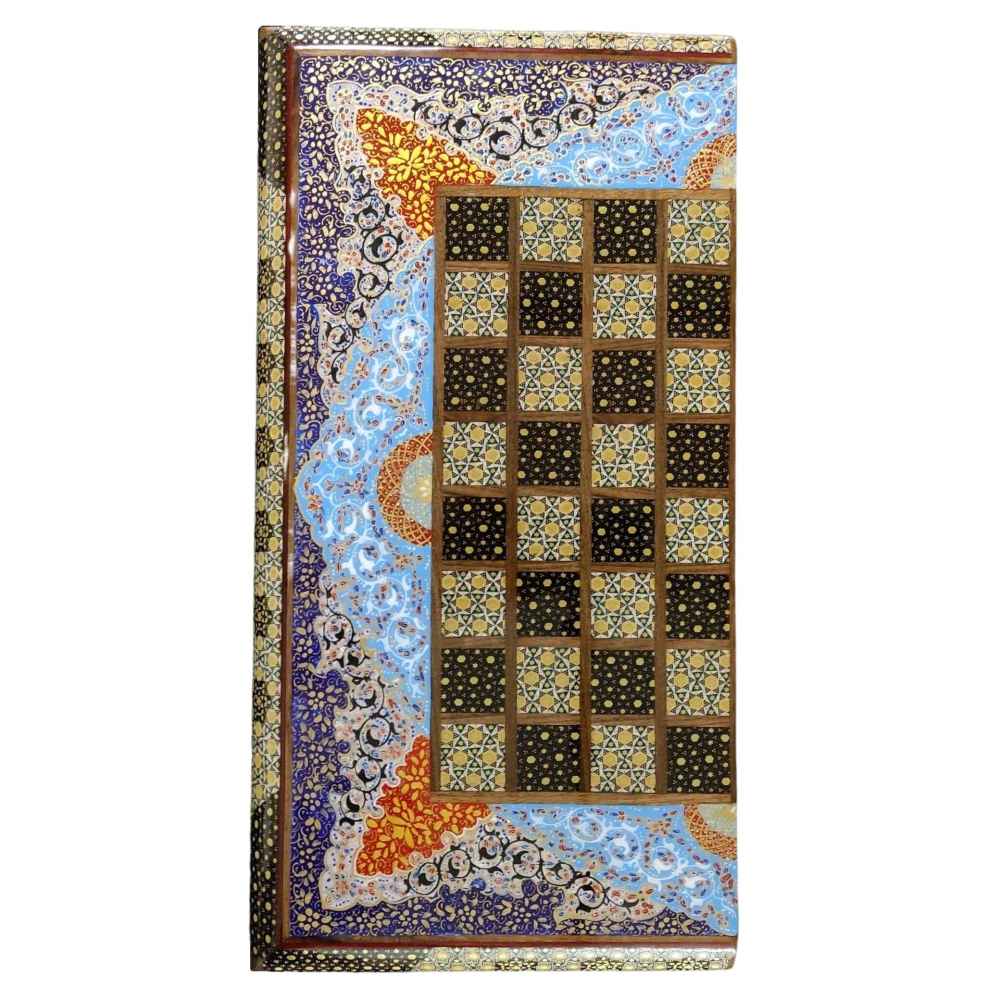 لوحة شطرنج إيرانية مرصعة بالخشب موديل صدف