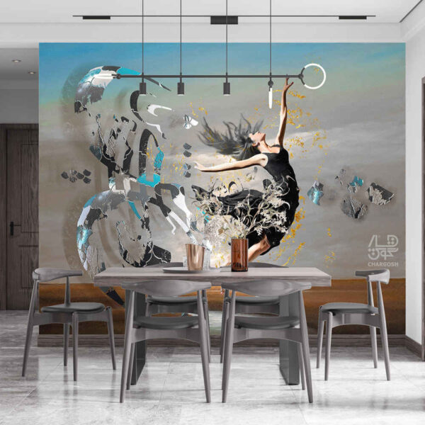 ورق حائط الخط الفارسي نموذج ماهروخ للمساحات الداخلية الحديثة