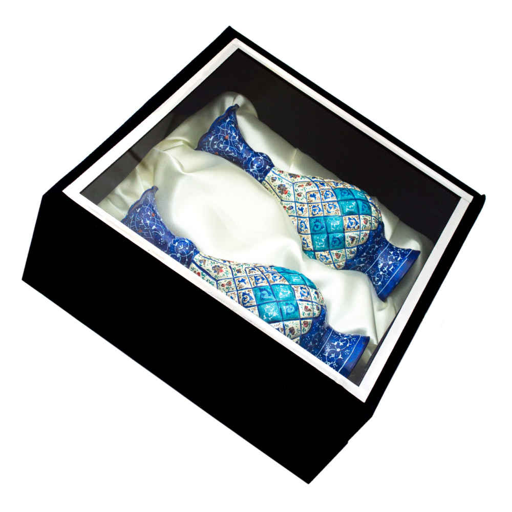 مجموعة من 2 مزهرية نحاسية زخرفية بميناكاري إيراني ساراهي