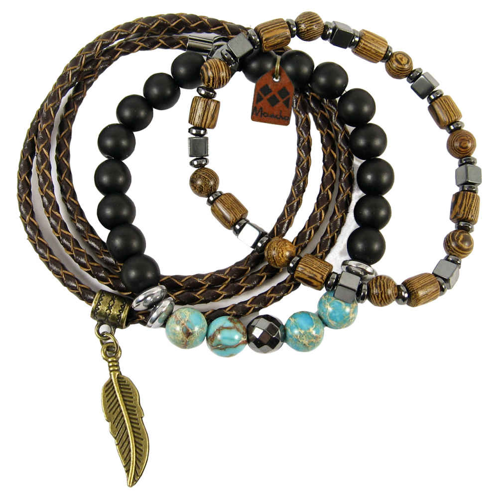 مجموعة من 3 أساور خرز للرجال والنساء – مجموعة الطبيعة