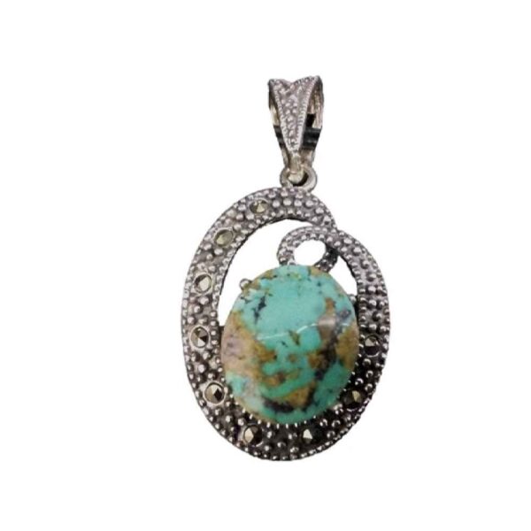 قلادة فضية إيرانية بحجر فيروز ديلا