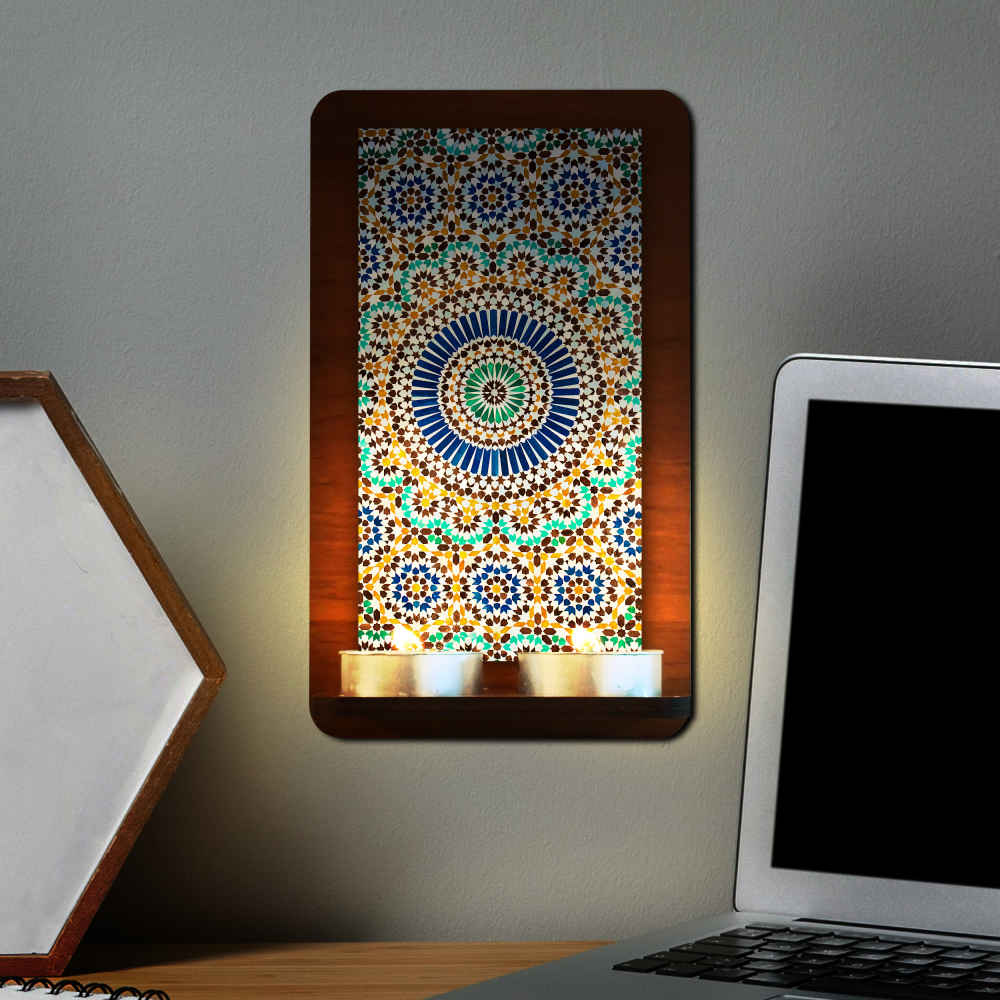 شمعدان الحائط الخشبي للشموع الصغيرة رويال (×2)