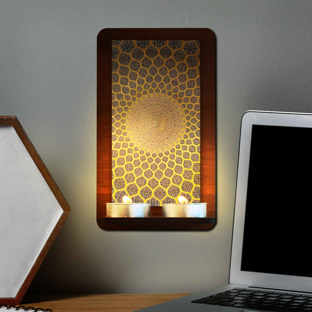 شمعدان الحائط الخشبي للشموع الصغيرة آياز (×2)