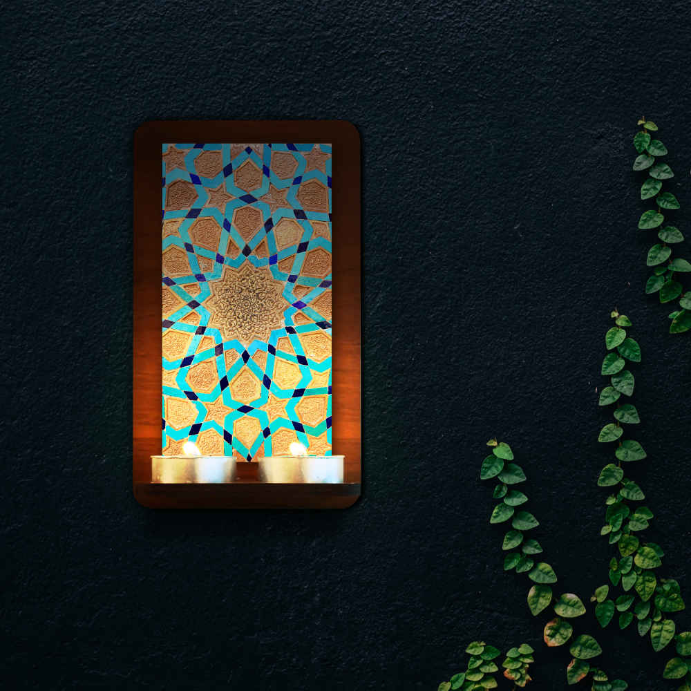 شمعدان الحائط الخشبي للشموع الصغيرة آيدا (×2)