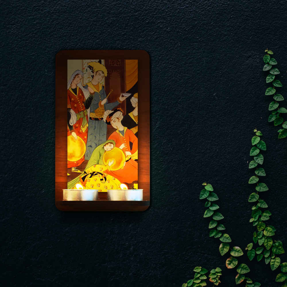 شمعدان الحائط الخشبي للشموع الصغيرة عازر (×2)