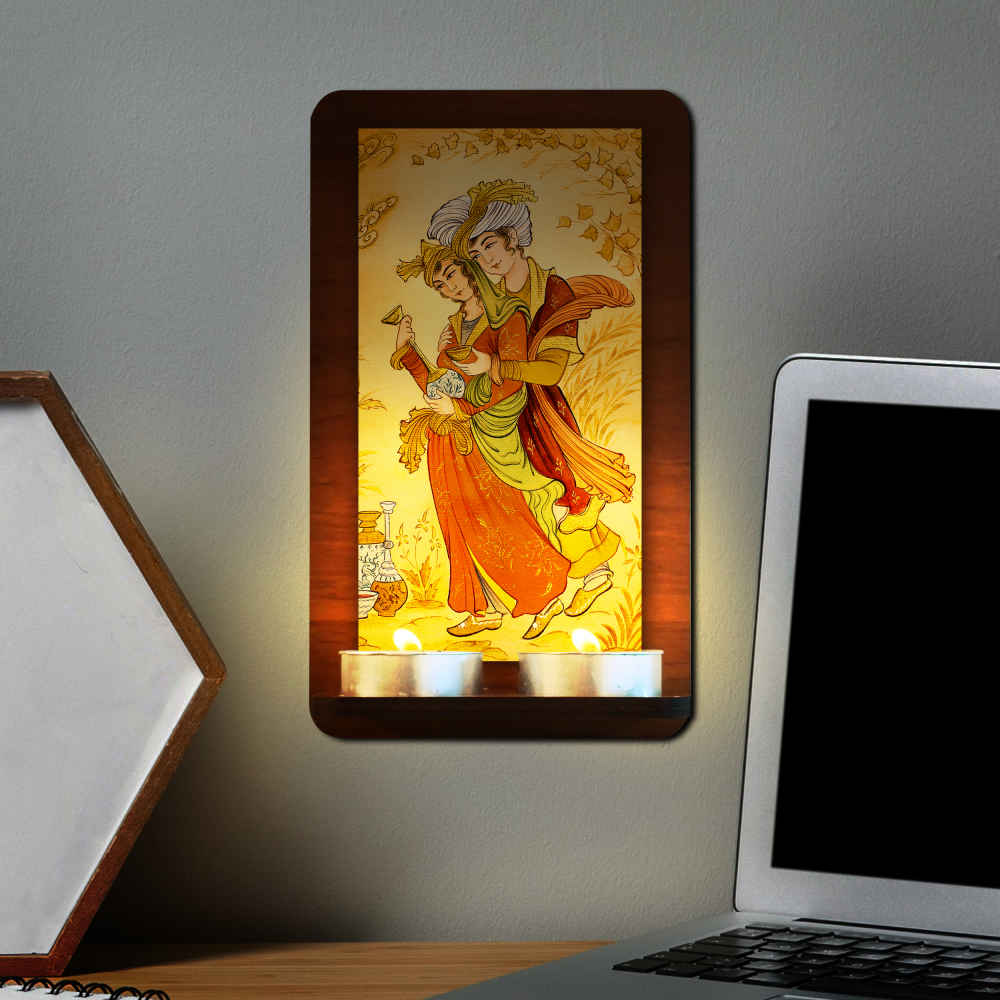 شمعدان الحائط الخشبي للشموع الصغيرة بارديا (×2)