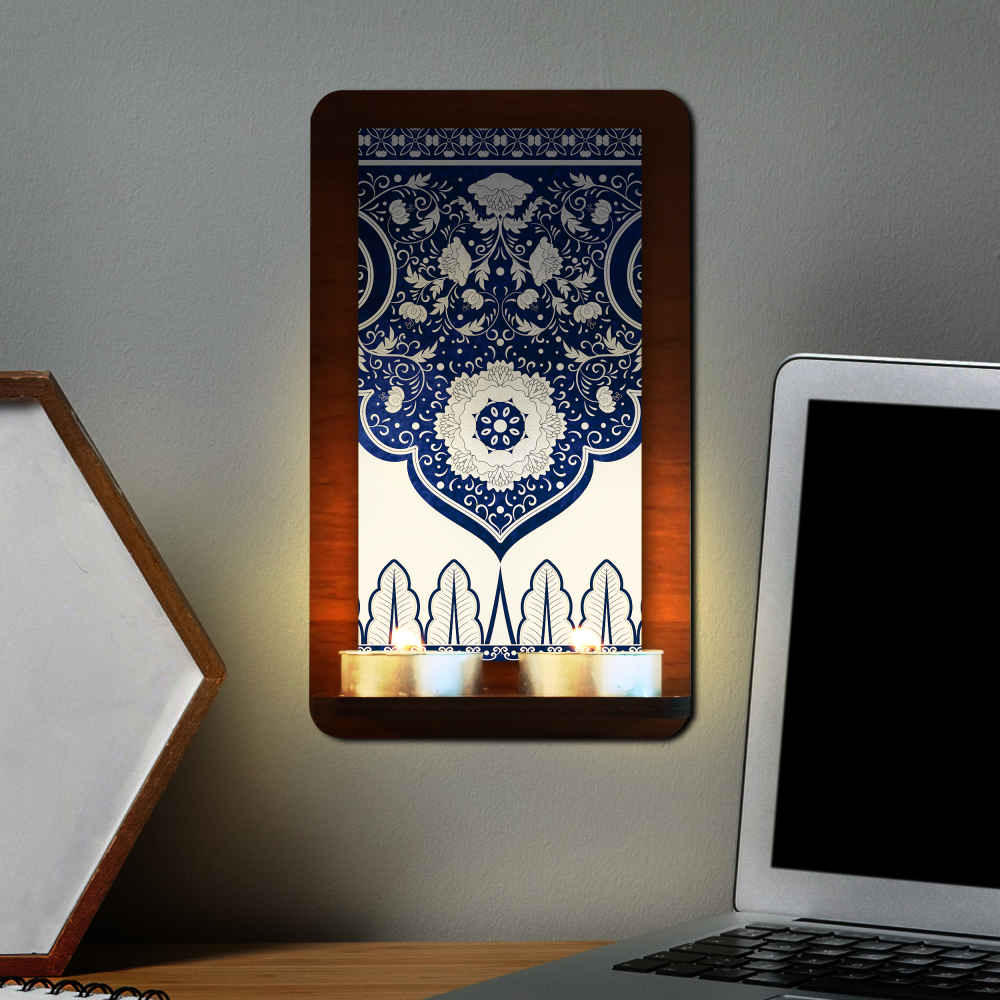 شمعدان الحائط الخشبي للشموع الصغيرة بهدیس (×2)