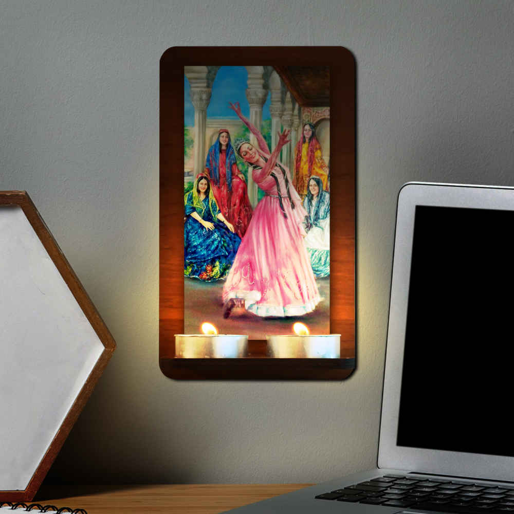 شمعدان الحائط الخشبي للشموع الصغيرة رقصة (×2)